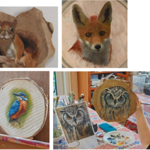 dieren schilderen op boomstam leuk schattig eekhoorn muis